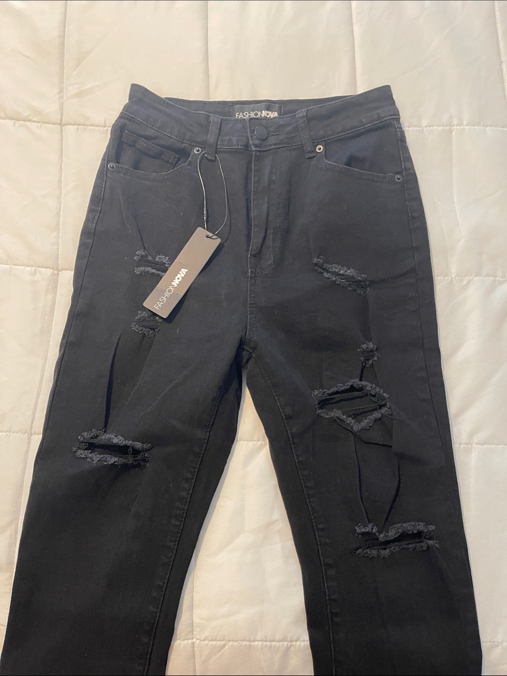 Fashion Nova Black Skinny Distressed Men's Jeans